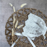 Baby Girls White Vintage Lace Bonnet with tie