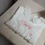 Baby Girls White Cotton Sleepsuit With Frill