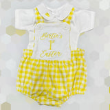 Unisex Easter Lemon Gingham Romper And Vest