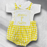 Unisex Easter Lemon Gingham Romper And Vest
