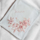 Baby Girls White Fleece Blanket With 3D Flowers