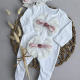 Baby Girls Luxe Big Bow Baby Grow and Headband