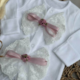 Baby Girls Luxe Big Bow Baby Grow and Headband