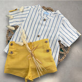 Baby Boys Cotton Stripe Shirt And Mustard Shorts 6 Months