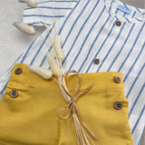 Baby Boys Cotton Stripe Shirt And Mustard Shorts 6 Months