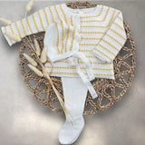 Boys Mustard Stripe Knitted Three Piece Set Newborn