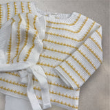 Boys Mustard Stripe Knitted Three Piece Set Newborn