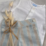 Baby Boys Cotton Shirt And Pastel Stripe Shorts 6 Months