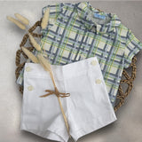 Baby Boys Checked Shirt With White Shorts 6 Months