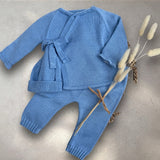 Baby Boy's Knitted 3 Piece Top & Pant Set Newborn