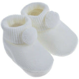 Soft Touch Baby's Soft Pom Booties - White