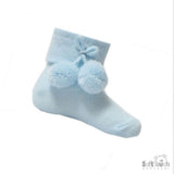 Soft Touch Pom Pom Ankle Socks - Blue