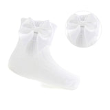 Soft Touch Girls Ankle Socks With Bow - White