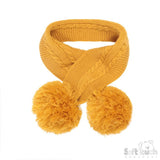 Soft Touch Elegance Cable Knit Scarf With Pom Pom - Mustard