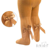 Soft Touch Girls Tights with Big Bow Detail - Mustard