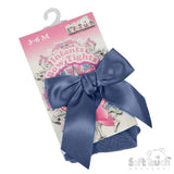 Soft Touch Girls Tights with Big Bow Detail - Steel Blue