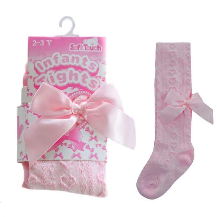 Soft Touch Girls Tights with Bow Detail - Pink