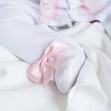 Perfect Little Thing Baby Girls Handmade Frill Sleepsuit With Bib - Pink