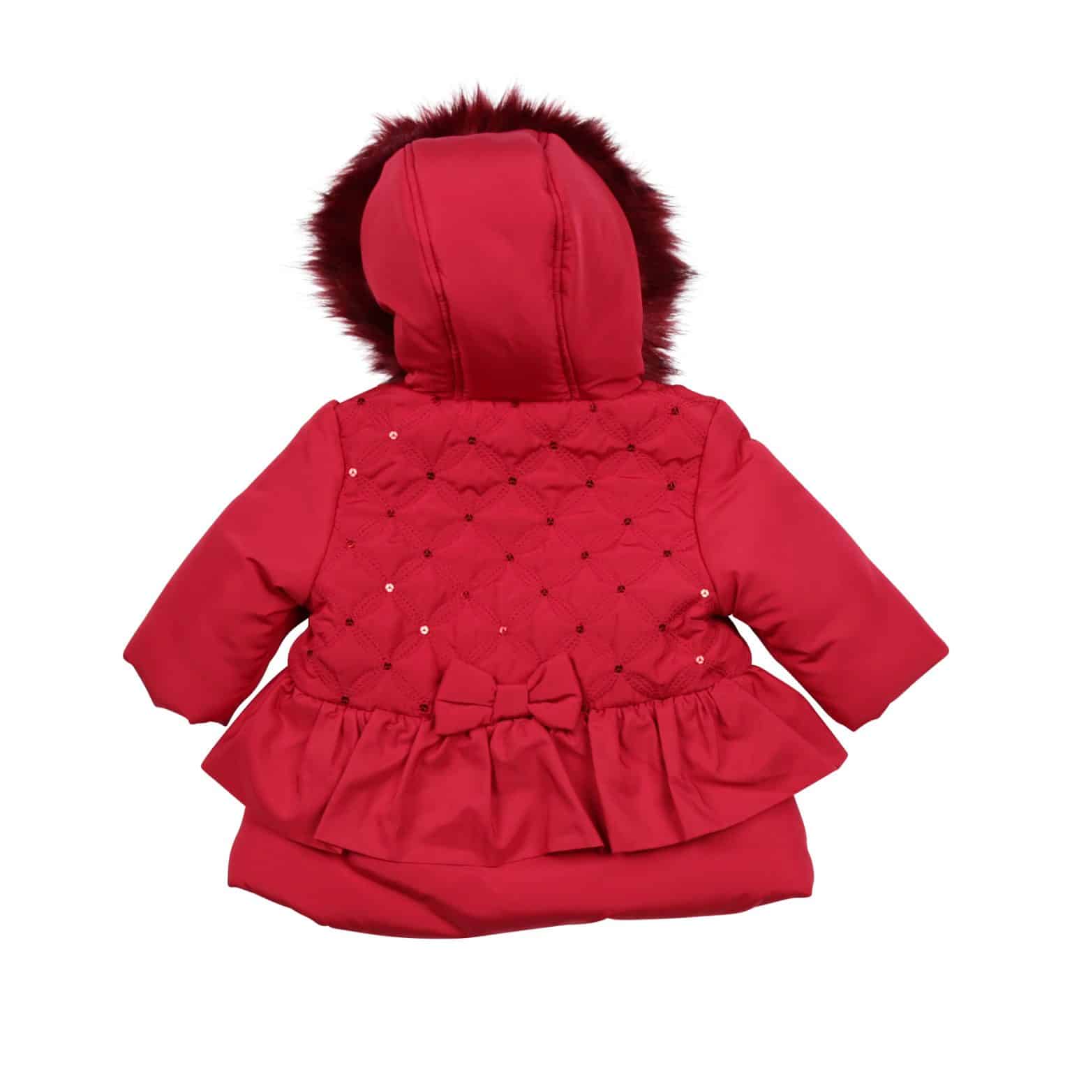 MINTINI AW22 Girls Red Sequin Winter Coat With Hood - Perfect Little Thing
