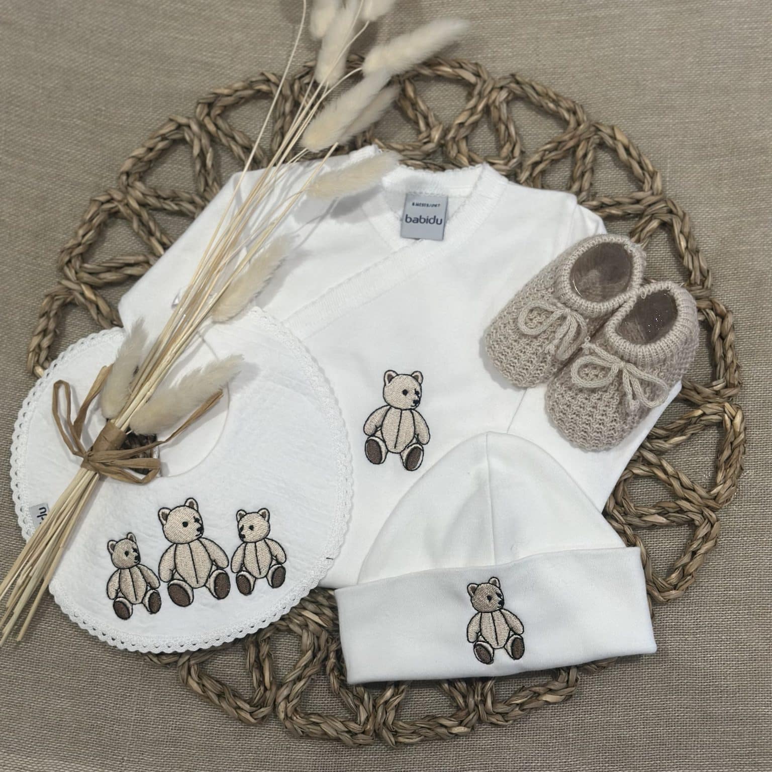 Little Brown Bear Unisex Baby Bear Gift Set - White Vest - Perfect 